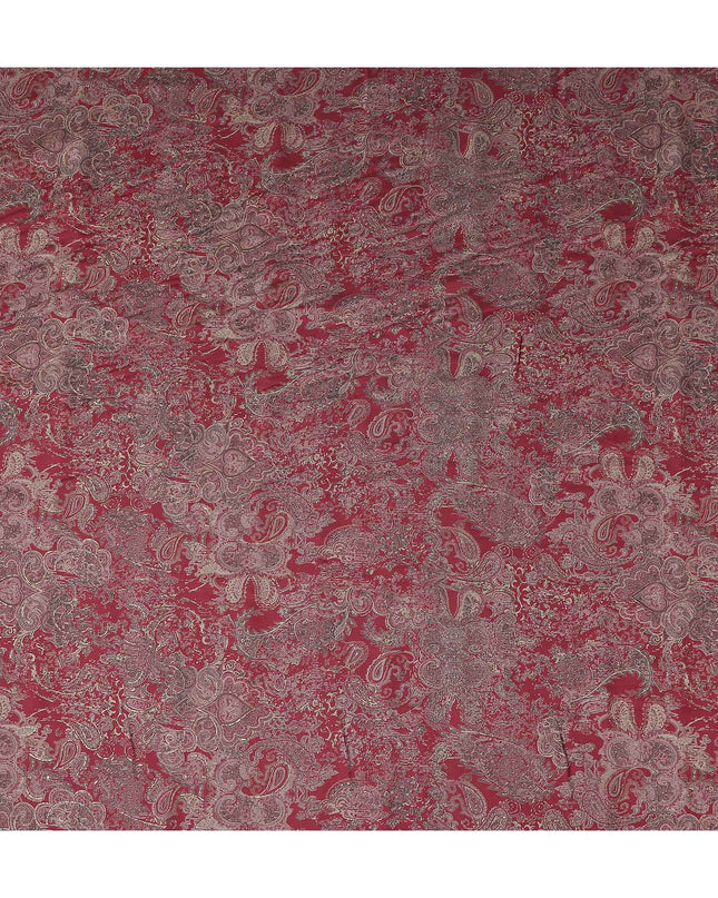Burgundy Paisley Foil Viscose Fabric 110cm India