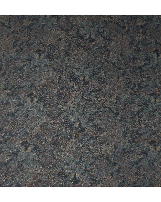 Black Paisley Foil Viscose Fabric 110cm India