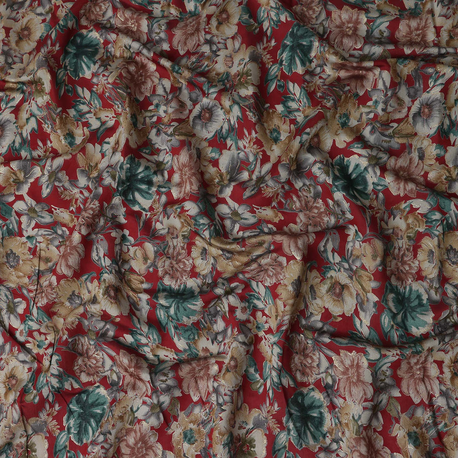 Crimson Red Floral Cotton Lawn Fabric 110cm