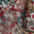 Crimson Red Floral Cotton Lawn Fabric 110cm