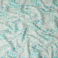 Aqua Blue Floral Paisley Cotton Lawn Fabric 110cm