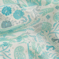 Aqua Blue Floral Paisley Cotton Lawn Fabric 110cm