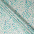 Aqua Blue Floral Paisley Cotton Lawn Fabric 110cm
