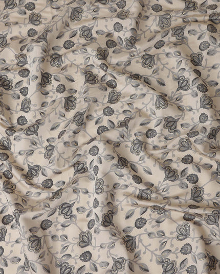 Sand Beige Floral Vine Cotton Lawn Fabric 110cm