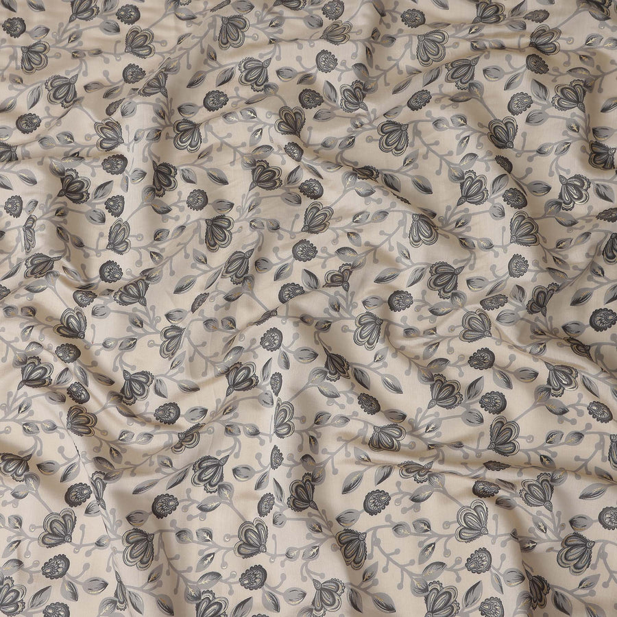 Sand Beige Floral Vine Cotton Lawn Fabric 110cm
