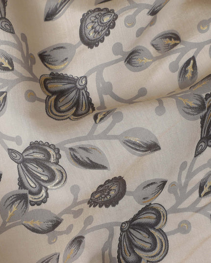 Sand Beige Floral Vine Cotton Lawn Fabric 110cm