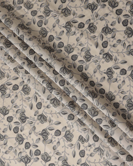 Sand Beige Floral Vine Cotton Lawn Fabric 110cm