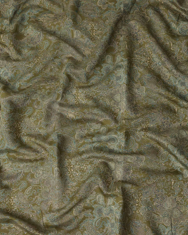 Olive Green Paisley Cotton Lawn Fabric 110cm