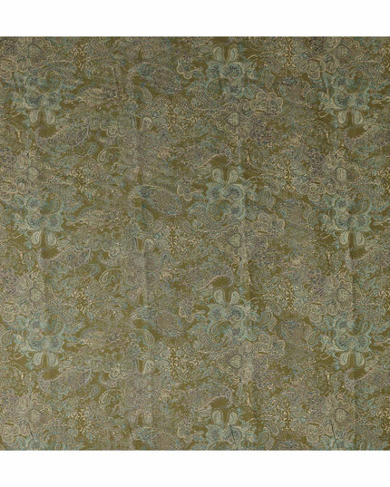 Olive Green Paisley Cotton Lawn Fabric 110cm