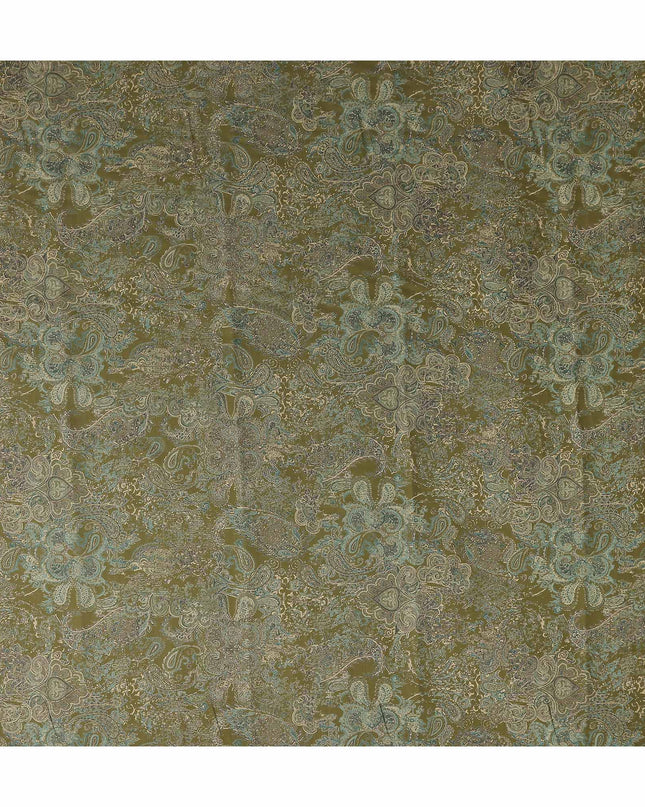 Olive Green Paisley Cotton Lawn Fabric 110cm