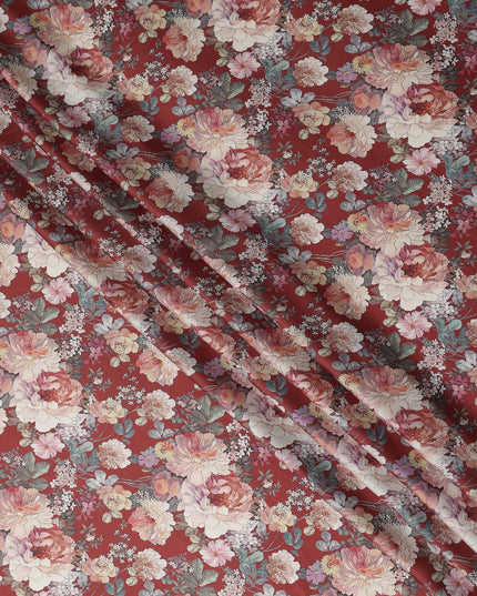 Terracotta Red Synthetic Satin Fabric 110cm