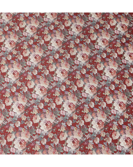 Terracotta Red Synthetic Satin Fabric 110cm