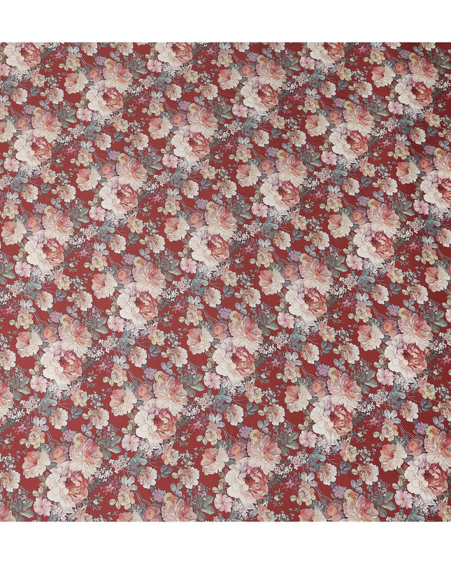 Terracotta Red Synthetic Satin Fabric 110cm