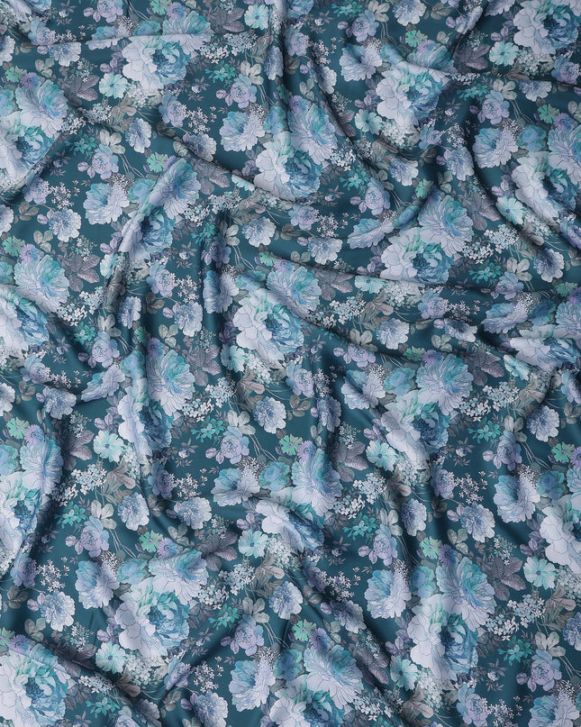 Teal Blue Synthetic Satin Fabric 110cm