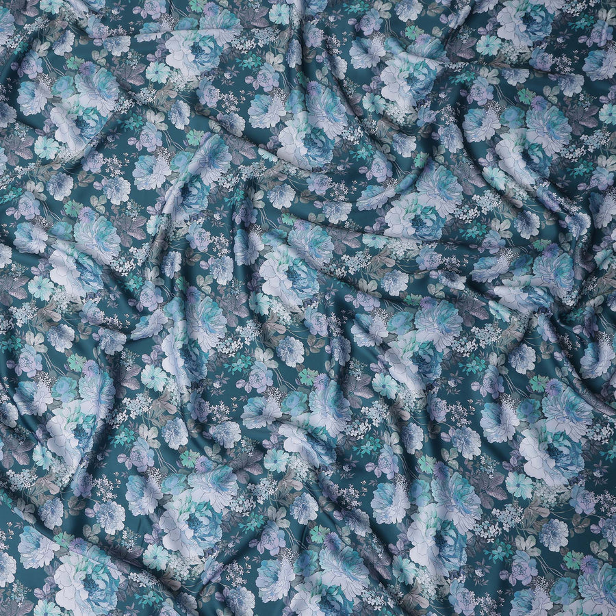 Teal Blue Synthetic Satin Fabric 110cm
