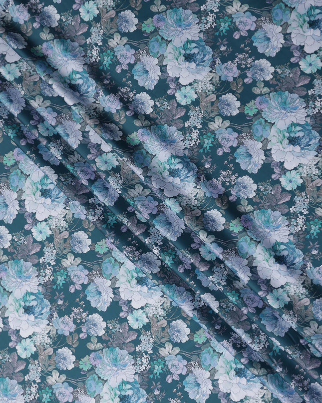 Teal Blue Synthetic Satin Fabric 110cm