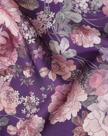 Royal Purple Synthetic Satin Fabric 110cm