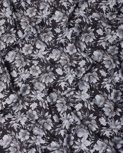 Charcoal Grey Synthetic Satin Fabric 110cm