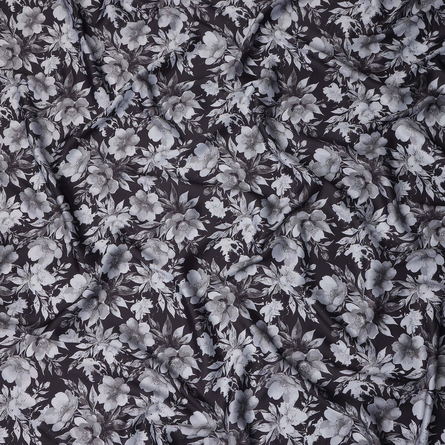 Charcoal Grey Synthetic Satin Fabric 110cm