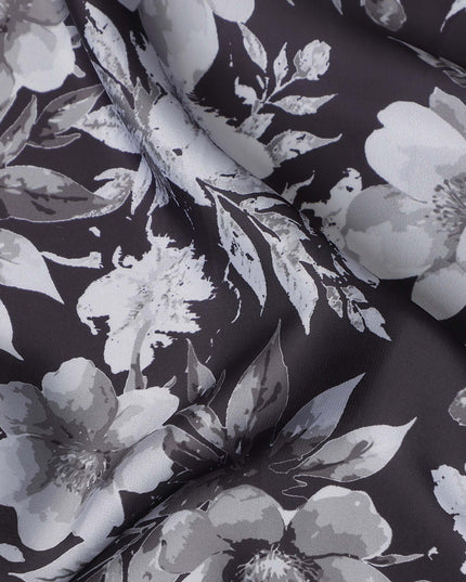 Charcoal Grey Synthetic Satin Fabric 110cm