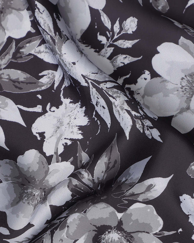 Charcoal Grey Synthetic Satin Fabric 110cm