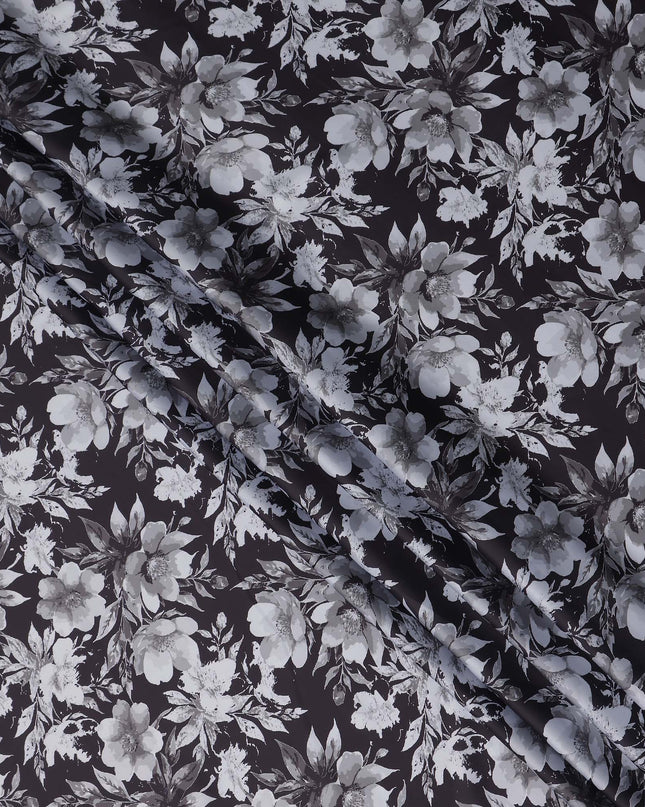 Charcoal Grey Synthetic Satin Fabric 110cm
