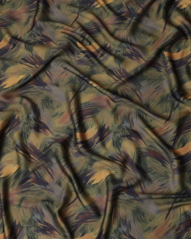 Olive Green Synthetic Satin Fabric 110cm