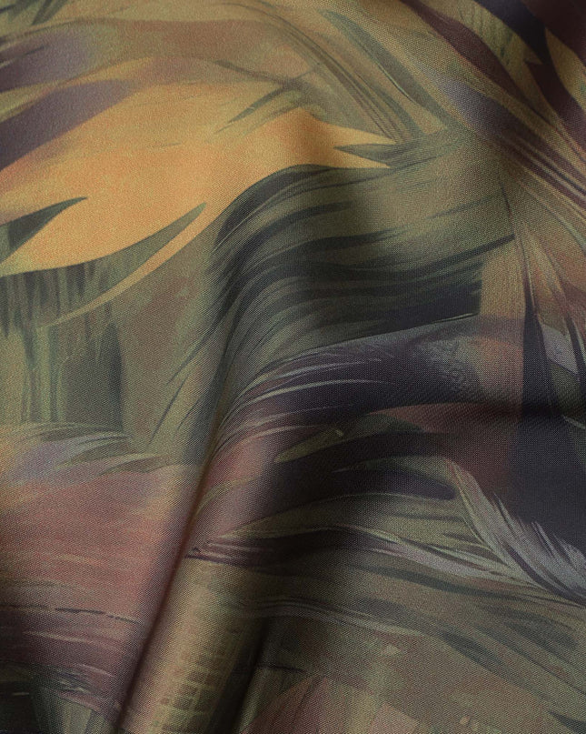 Olive Green Synthetic Satin Fabric 110cm