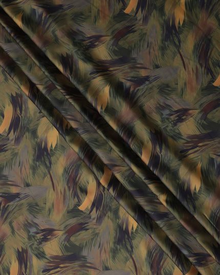 Olive Green Synthetic Satin Fabric 110cm