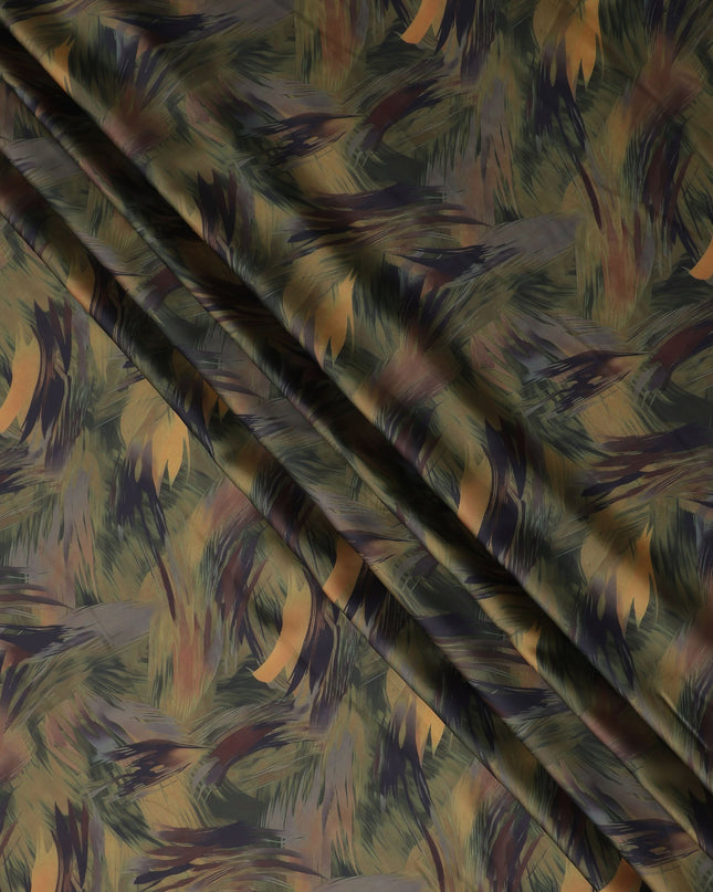 Olive Green Synthetic Satin Fabric 110cm