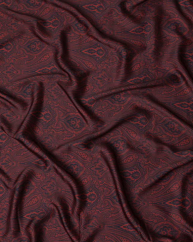 Maroon Red Synthetic Satin Fabric 110cm