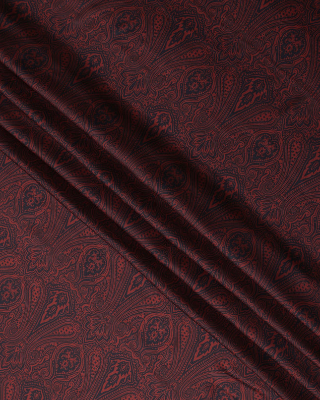 Maroon Red Synthetic Satin Fabric 110cm