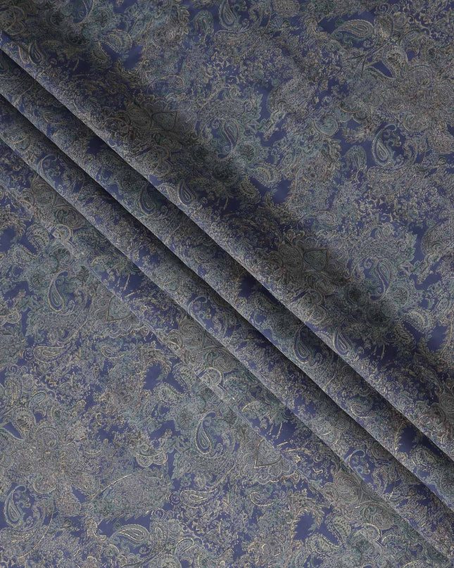 Indigo Blue Paisley Cotton Lawn Fabric 110cm