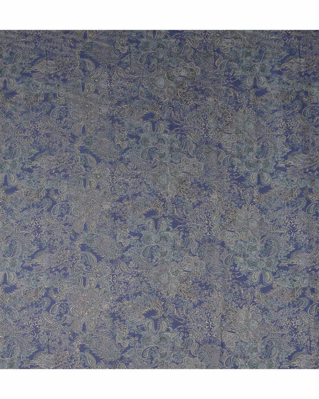 Indigo Blue Paisley Cotton Lawn Fabric 110cm
