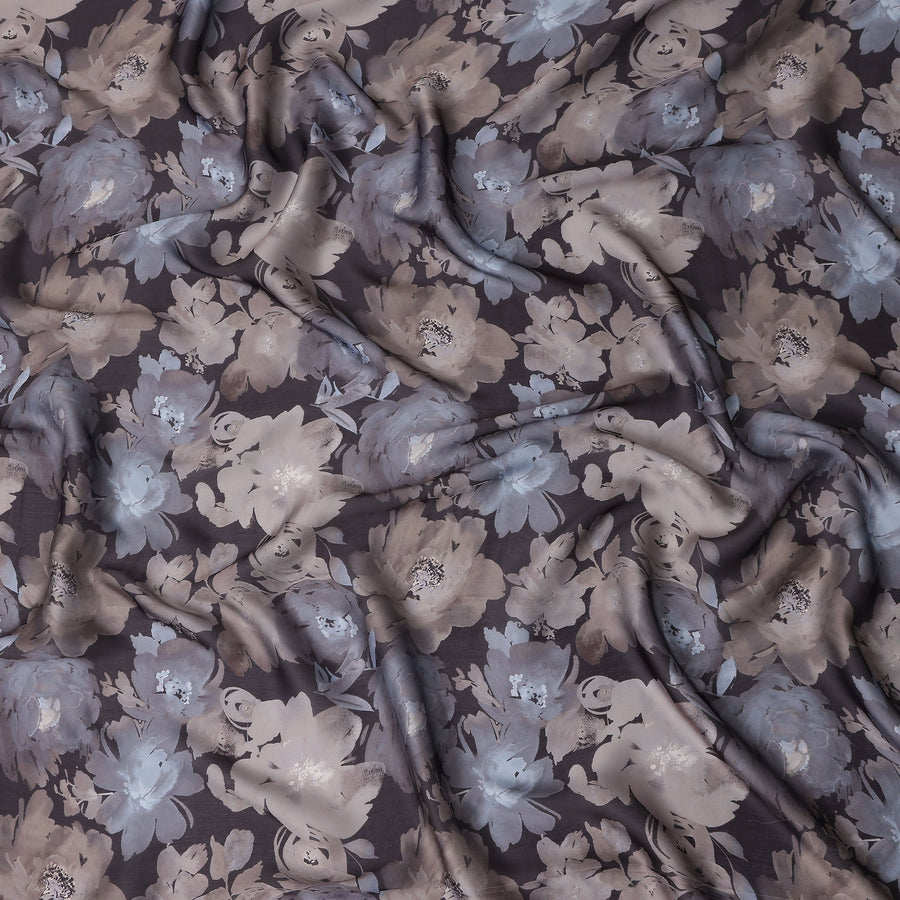 Taupe Grey Synthetic Satin Fabric 110cm