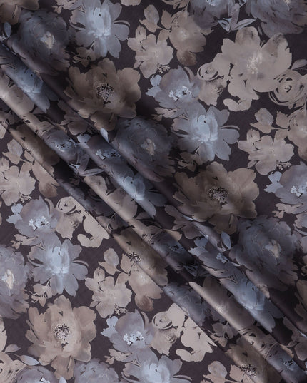Taupe Grey Synthetic Satin Fabric 110cm