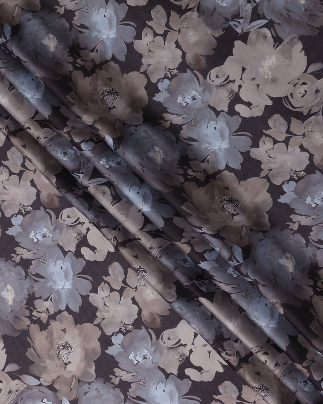 Taupe Grey Synthetic Satin Fabric 110cm
