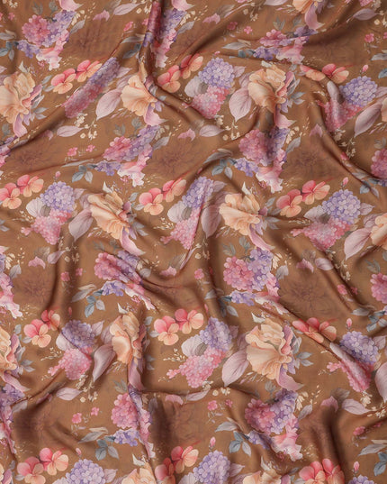 Caramel Brown Synthetic Satin Fabric 110cm