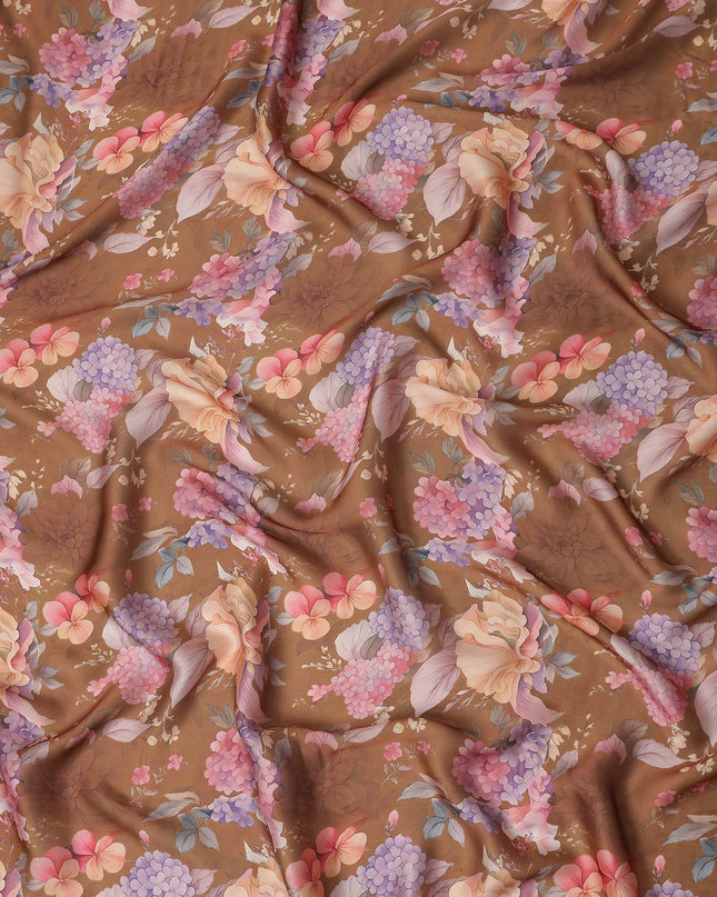 Caramel Brown Synthetic Satin Fabric 110cm