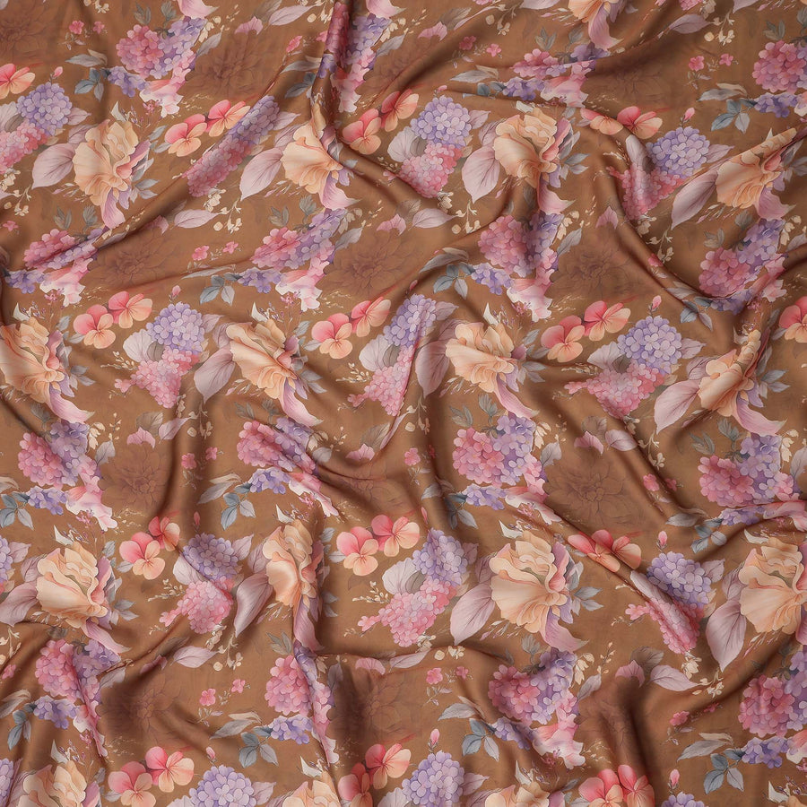 Caramel Brown Synthetic Satin Fabric 110cm