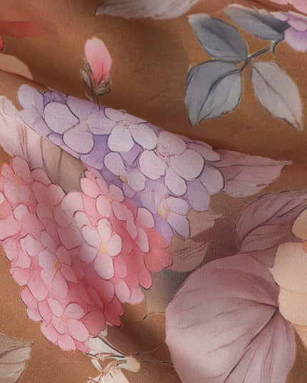 Caramel Brown Synthetic Satin Fabric 110cm