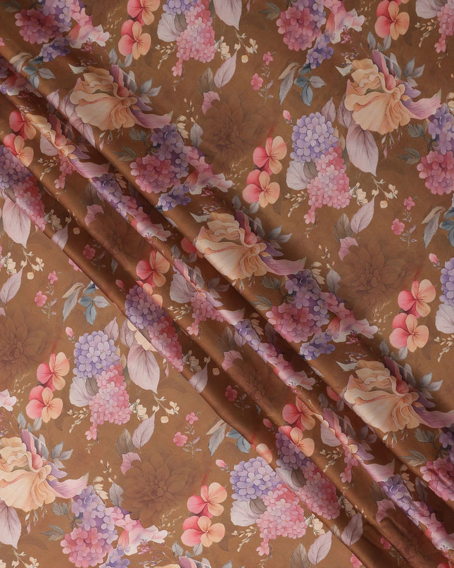 Caramel Brown Synthetic Satin Fabric 110cm