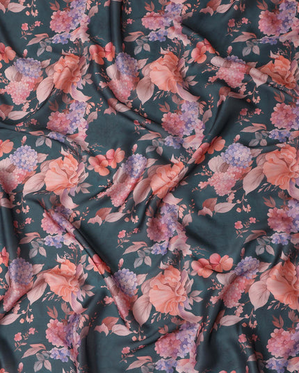 Deep Teal Synthetic Satin Fabric 110cm