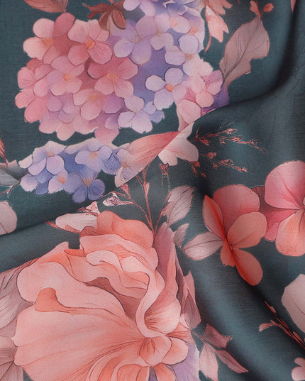 Deep Teal Synthetic Satin Fabric 110cm