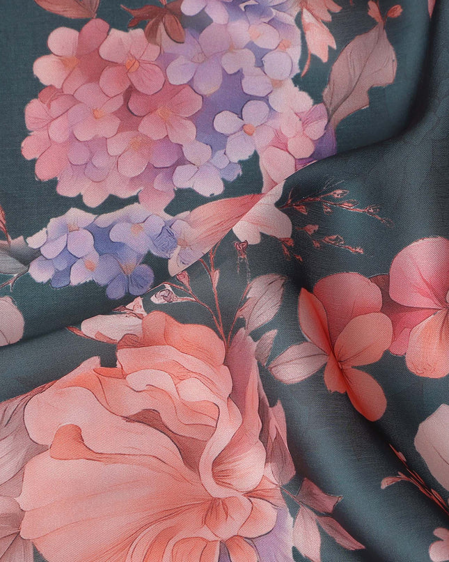 Deep Teal Synthetic Satin Fabric 110cm