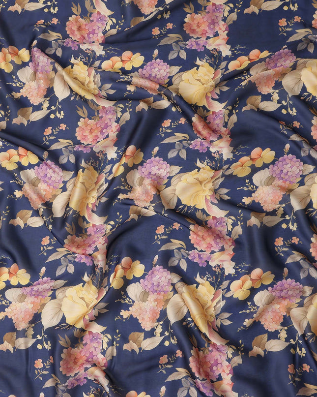 Navy Blue Synthetic Satin Fabric 110cm
