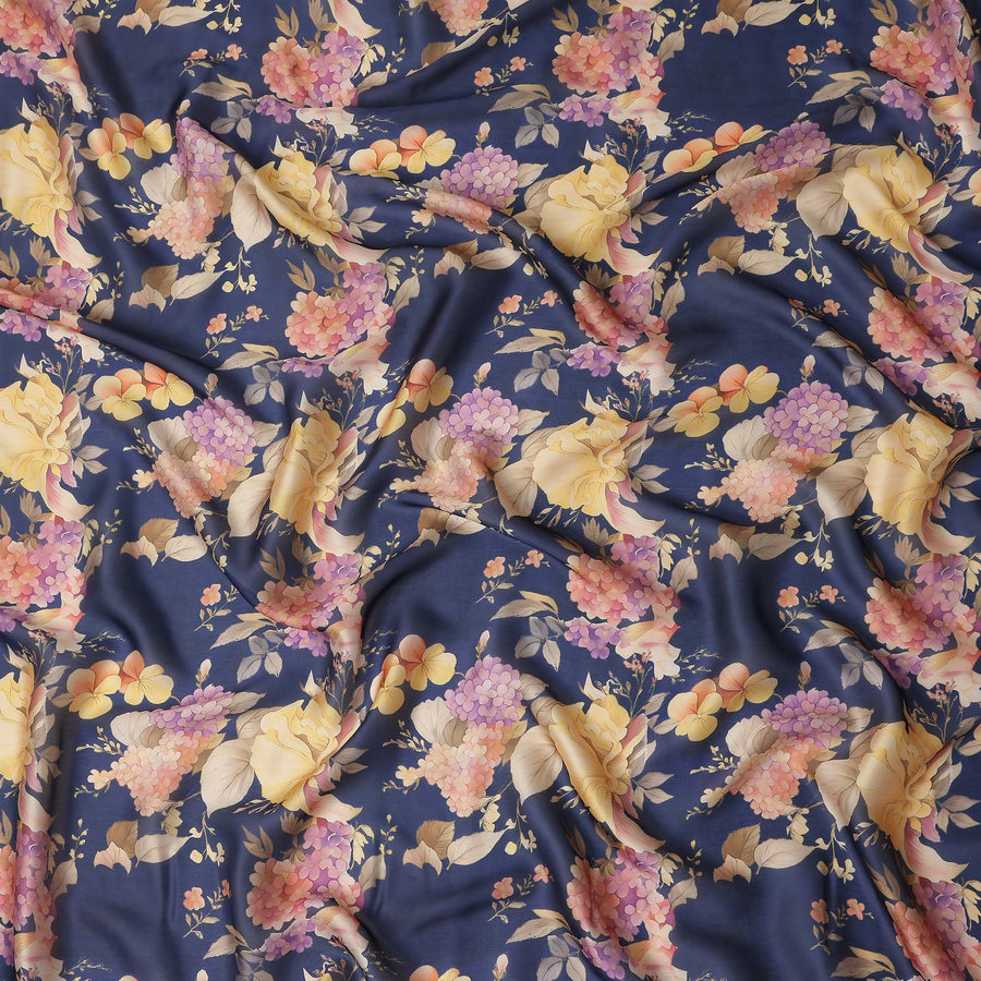 Navy Blue Synthetic Satin Fabric 110cm