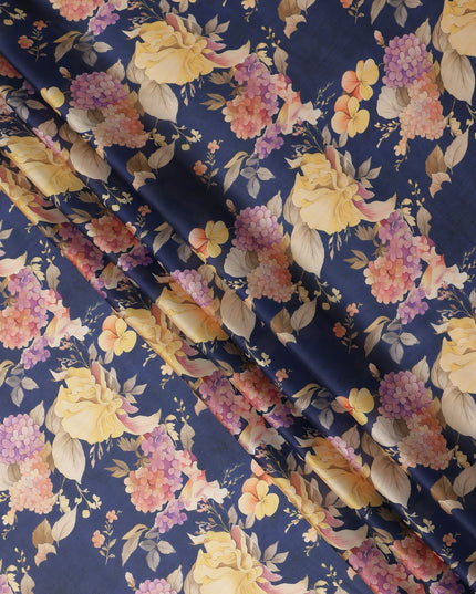 Navy Blue Synthetic Satin Fabric 110cm