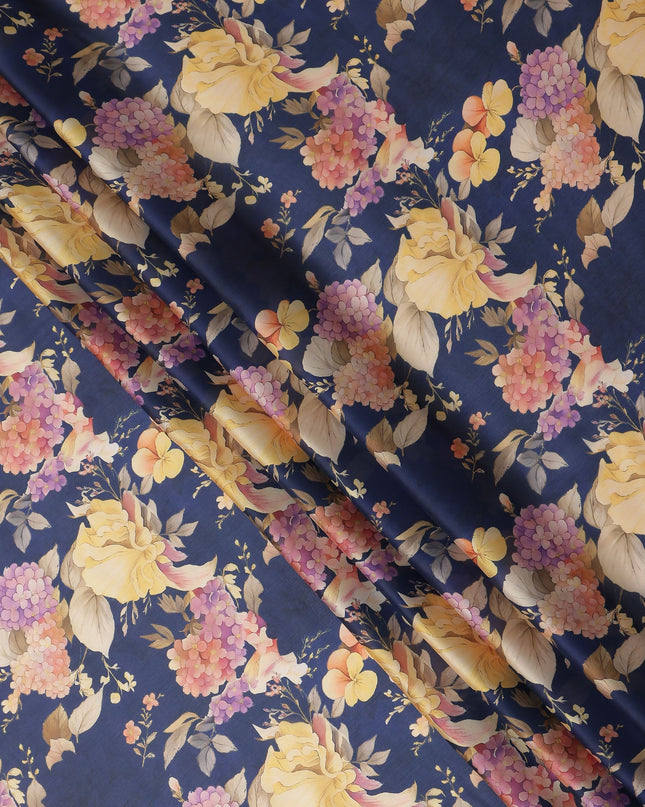 Navy Blue Synthetic Satin Fabric 110cm