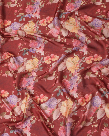 Rust Red Synthetic Satin Fabric 110cm
